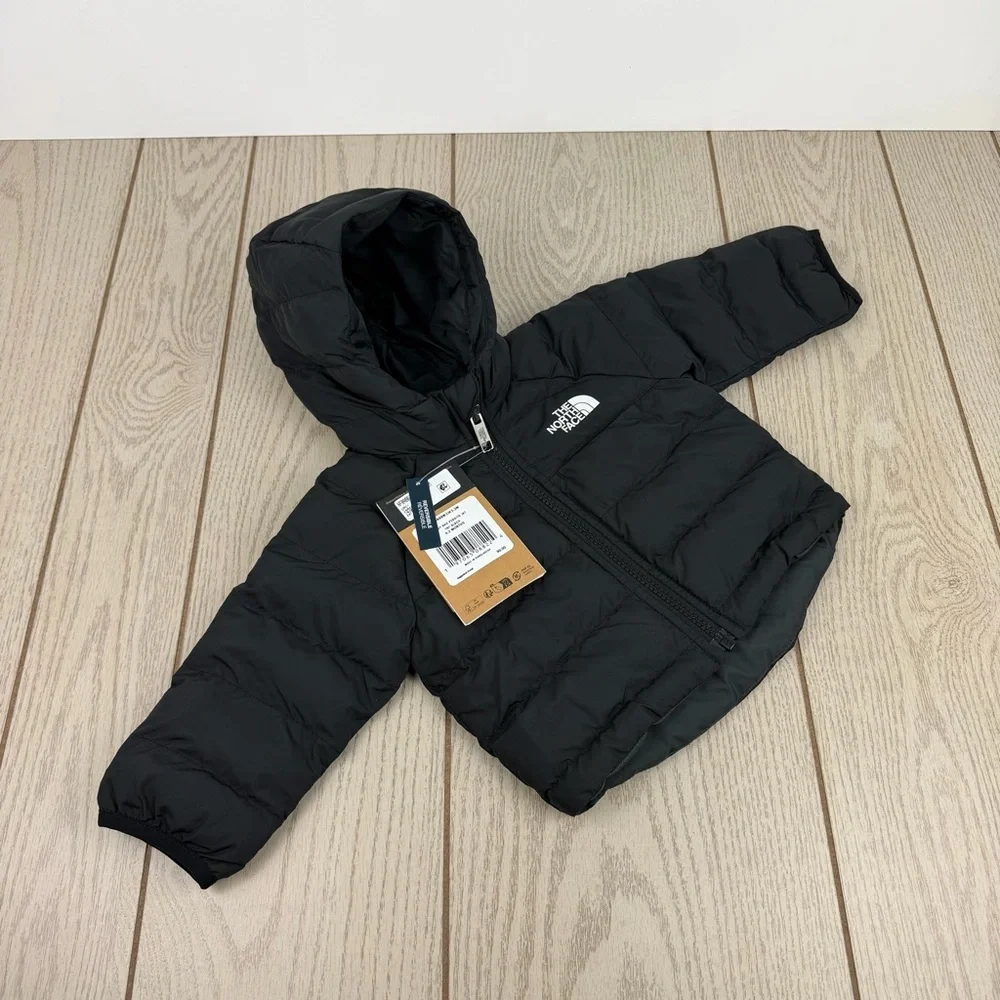 The North Face Baby Reversible Perrito Hooded Jacket 0-3M Baby Black/Grey $90 - Picture 2 of 11